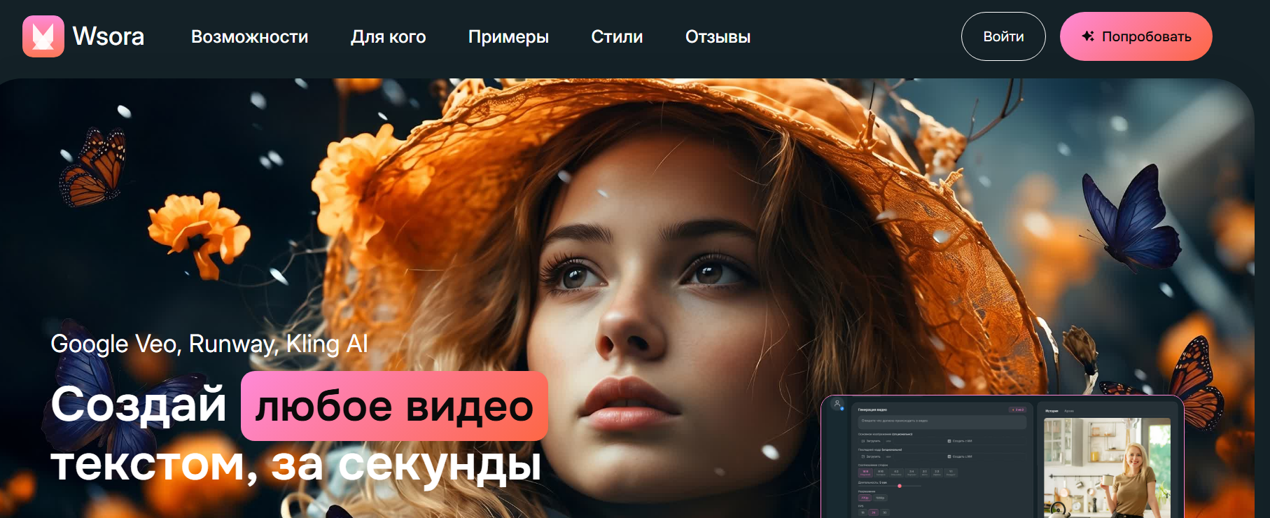 Wsora ru сервис генерации изображений и видео