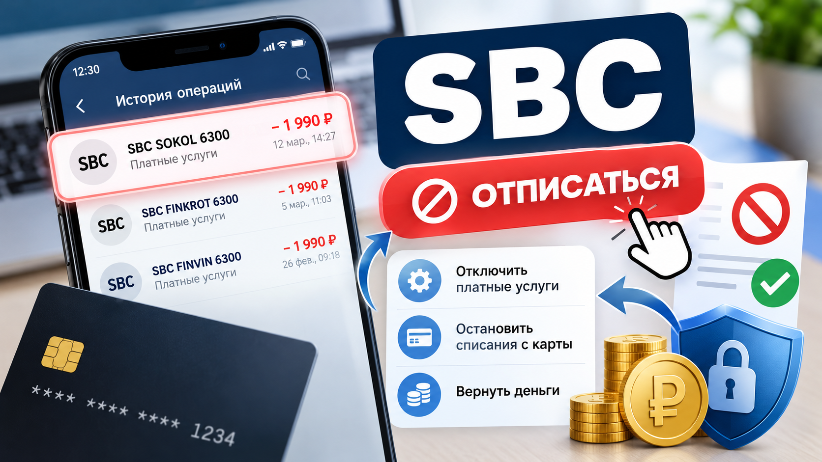 SBC — списания с карты и отключение платных услуг
